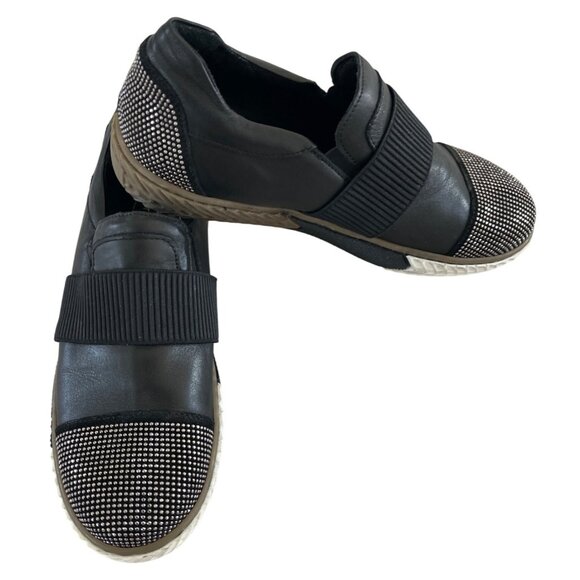 Anthropologie Sheridan Mia Black Leather Studded Slip On Sneaker EU 39 US 8.5‎ - Picture 5 of 12